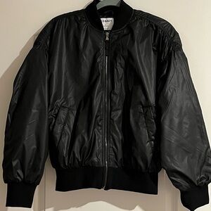 Old Navy Oversized Water Resistant Black Bomber Jacket Full Zip Pockets S